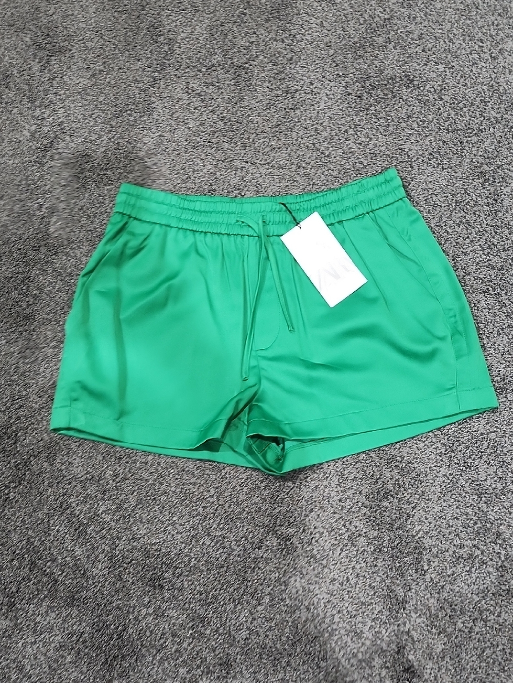 Zara Bright Green Elastic-Waist Athletic Shorts